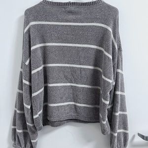 American Eagle Grey White Stripe Sweatshirt